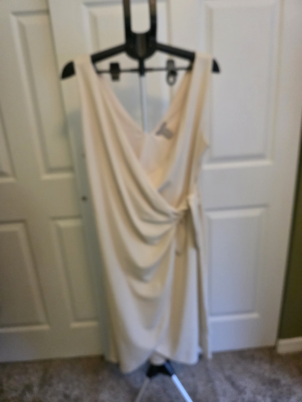 H&M Cream Draped Midi Wrap Dress
